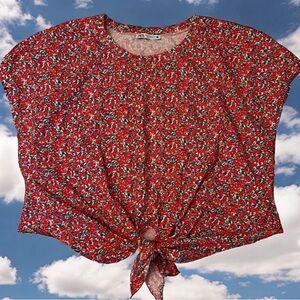 Zara Tied Sleeveless Floral Top Size XL